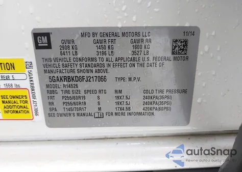 2015 Buick Enclave Leather from USA, damaged, VIN 5GAKRBKD8FJ217066